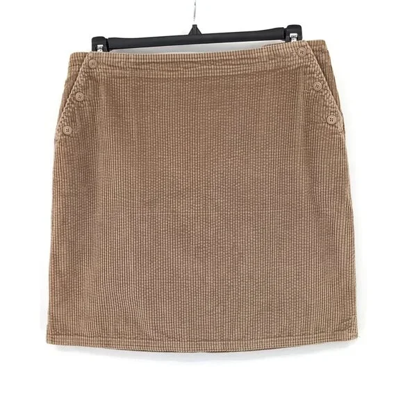 Vintage Tan Corduroy Button-Accent Mini Skirt Size 12 Bagatelle Preppy Skater - Picture 1 of 7